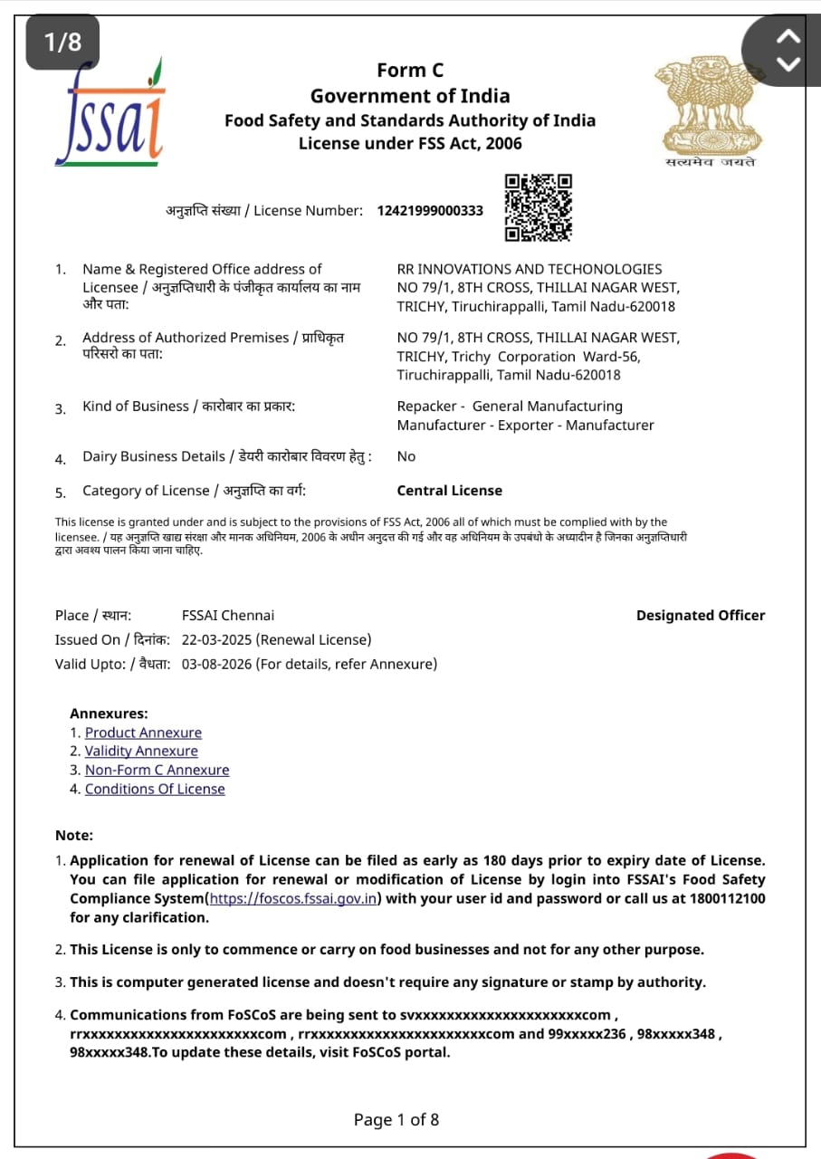snp kart fssai certificate