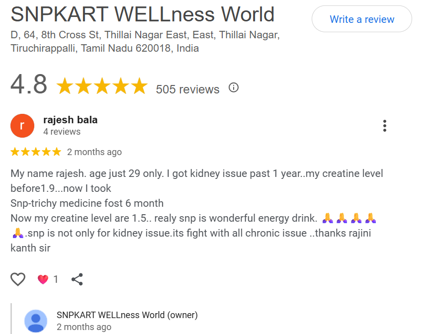 snp kidney patient google review