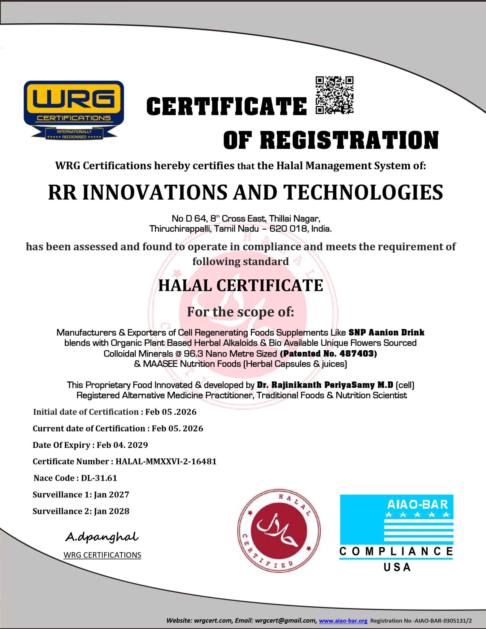 SNP Halal Certificate