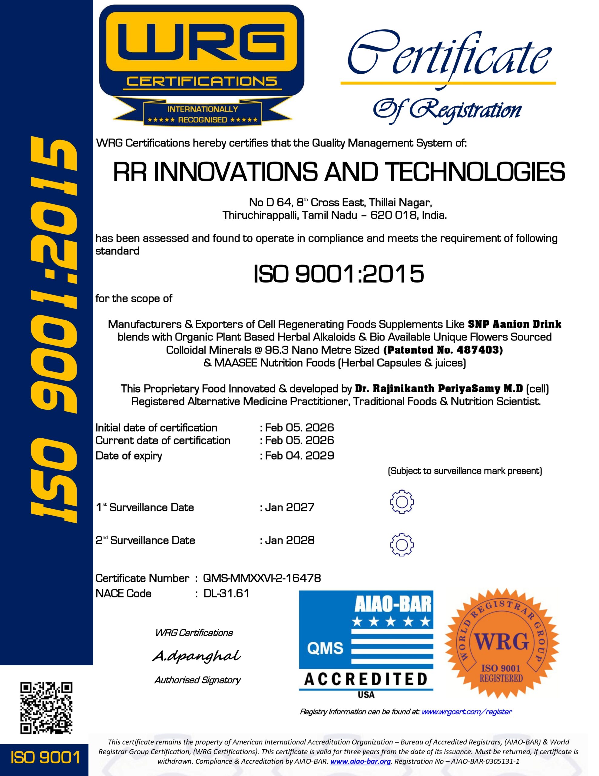 SNP ISO 9001 Certificate