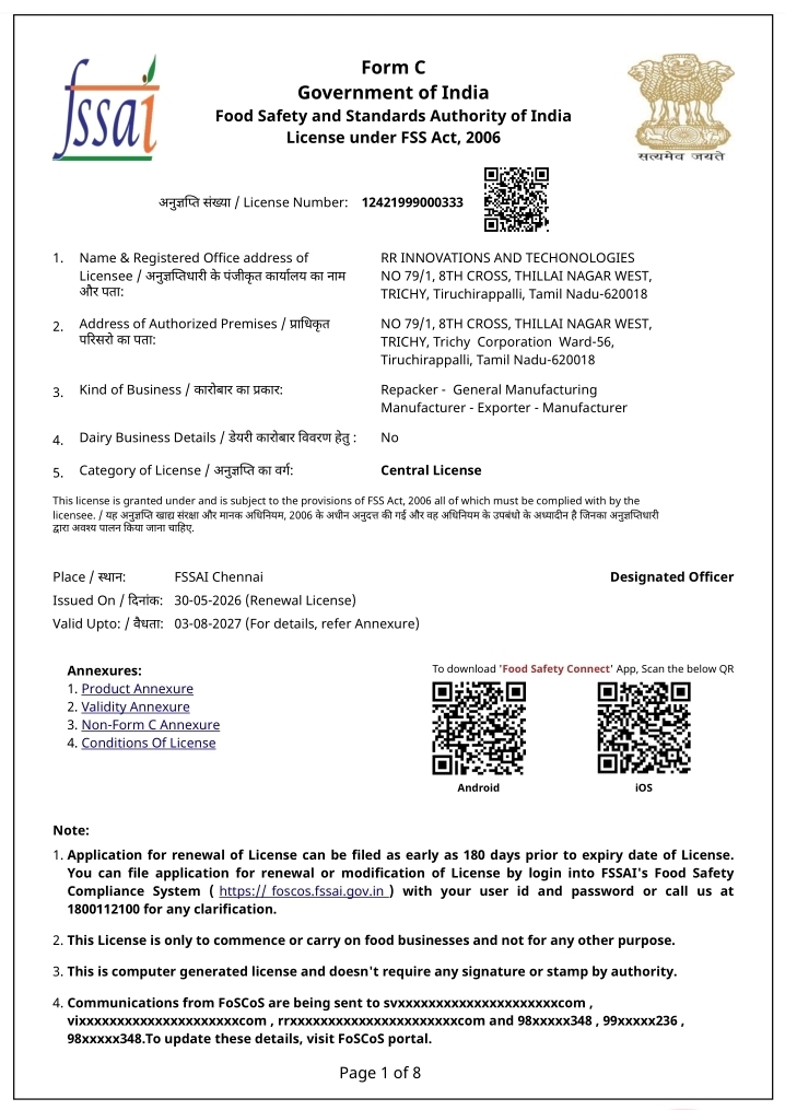 SNP FSSAI Certificate 2026
